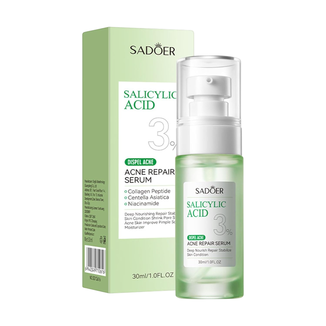 Serum acido salicilico con centella asiatica y niacinamida SADOER