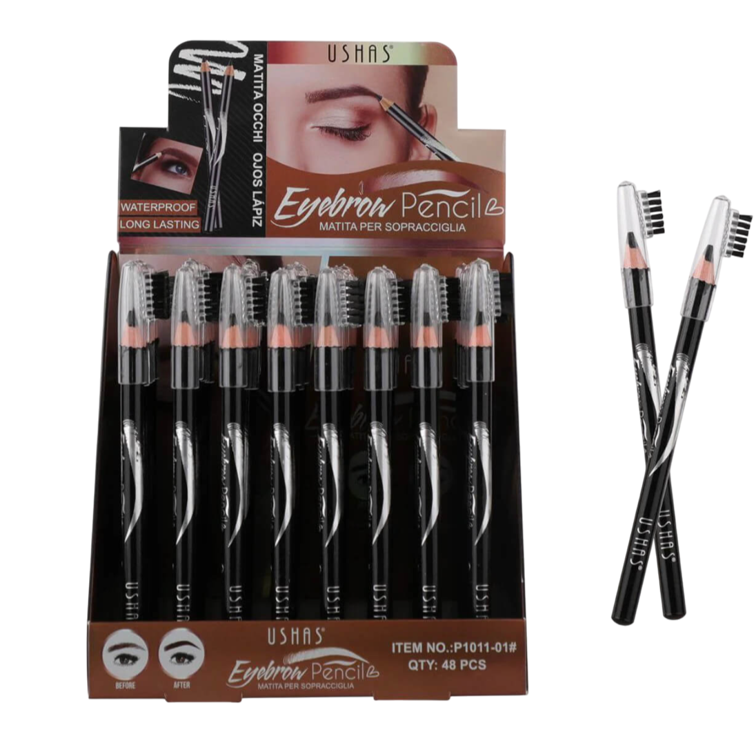 Lápiz de ojos negro con cepillo USHAS