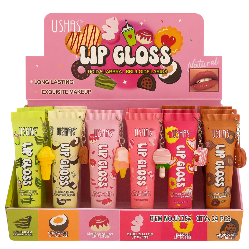 Caja de lip gloss con llavero USHAS