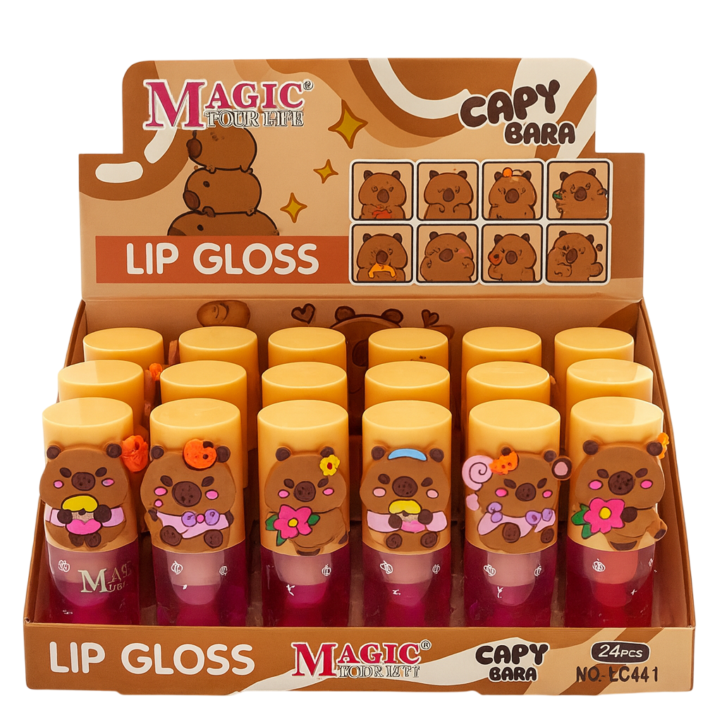 Caja de lip gloss magico capibara MAGIC
