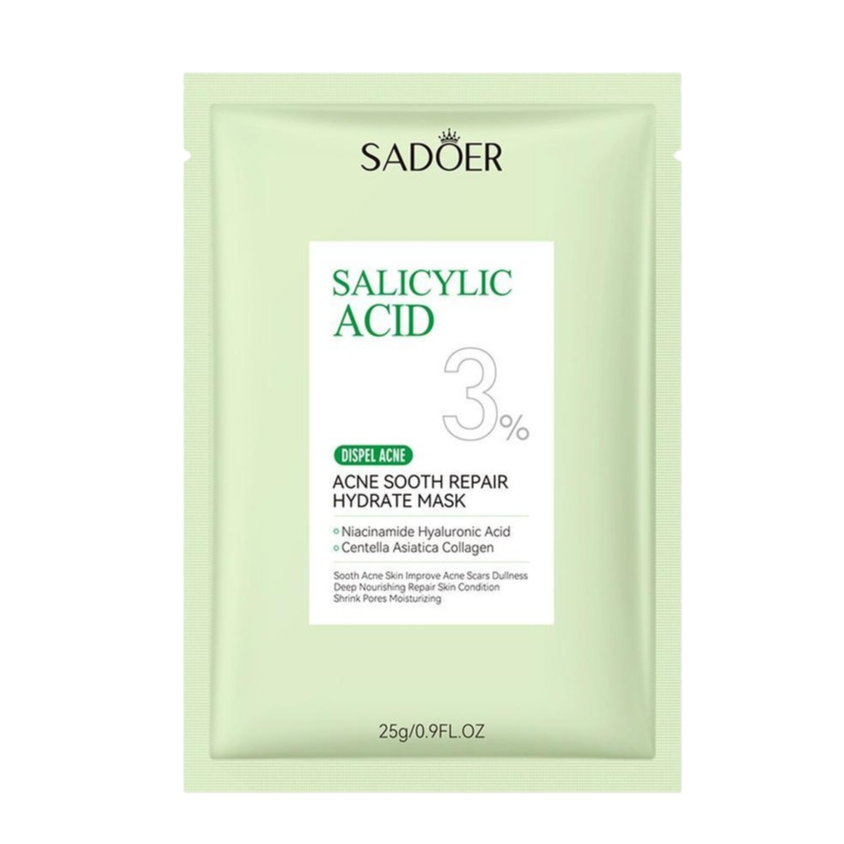 Mascarilla en velo acido salicilico con centella asiatica y niacinamida SADOER