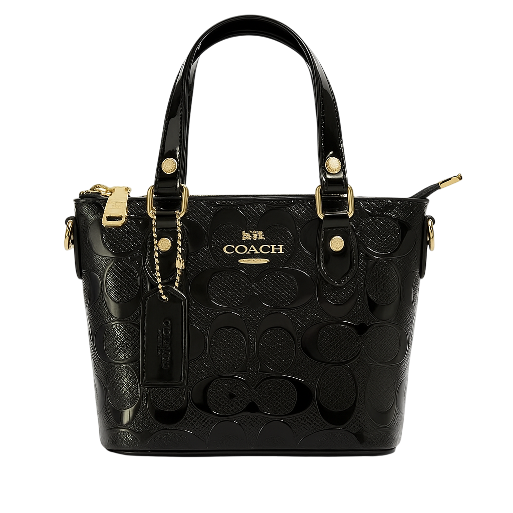 mini negro patente COACH
